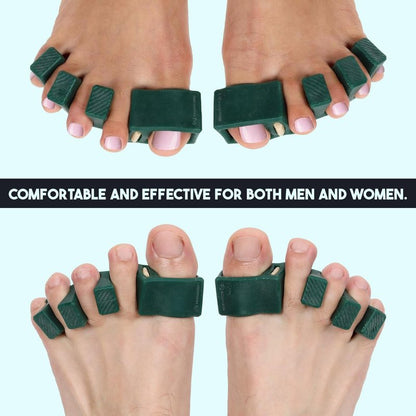 APEX Adjustable Toe Separators, Spreaders, Spacers, Straightener to Correct Toes for Men and Women, Bunion Corrector, Plantar Fasciitis, 50% Thicker, 2 Pairs, S/M and Large, Green
