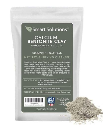 SMART SOLUTIONS Calcium Bentonite Clay, 5 lb Pure Indian Healing Clay - All Natural for External Use | DIY Facial Treatments, Deodorants, Hair Masks