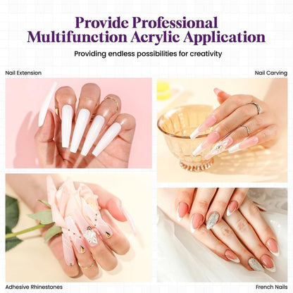 VANSISOS Acrylic Nail Kit with Drill: Complete Set with Everything for Beginners and Women at Home Salon - Including Clear White Pink Acrylic Powder and Liquid and Brushes for Extensions