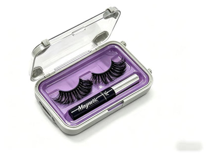 Amzmam Magnetic Eyelashes Natural Look,Magnetic Eyelashes and Eyeliner Kit,Natural Magnetic Lashes,Waterproof, Long Lasting, Easy Apply. (Black-14)
