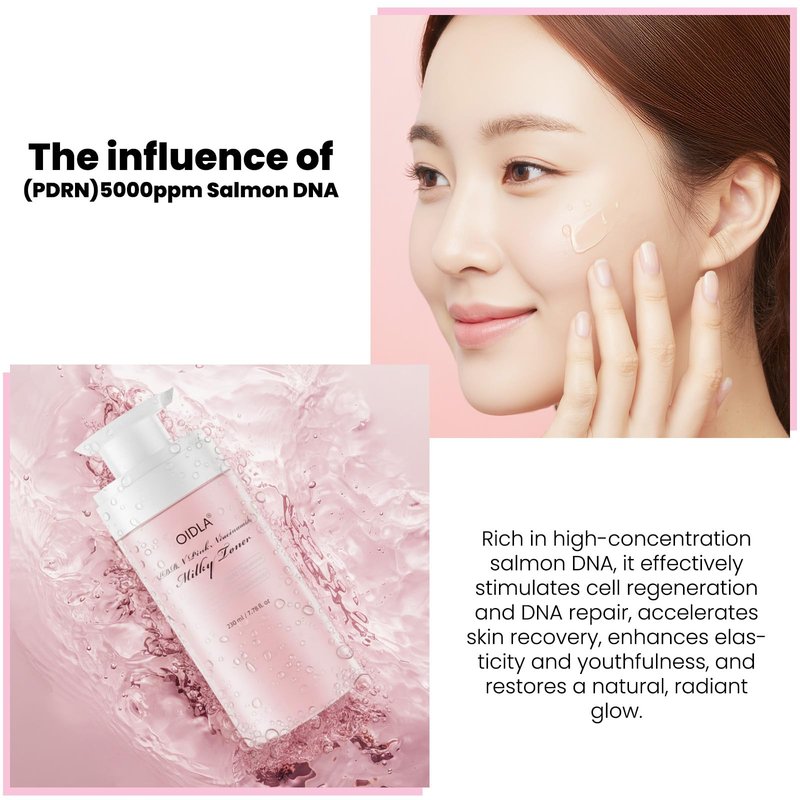 PDRN Pink Niacinamide Milky Toner for Hydrating, Moisturizing, Soothing, Ceramide, Peptide, Glass Glow Skin, Equivalent Korean Skincare Toner for face | 230ml 7.78 fl. Oz.