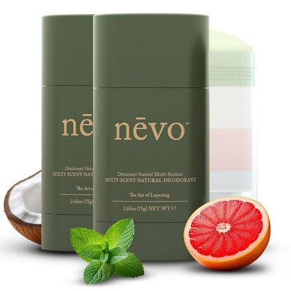 Nevo Multi Scent Deodorant Stick With Layers | Aluminum Free Deodorant for Women & Men | All Natural, Organic, Vegan, Non Toxic | Coconut Oil & Shea Butter | Nº C1 Mint - Coconut - Citrus 2.65 oz