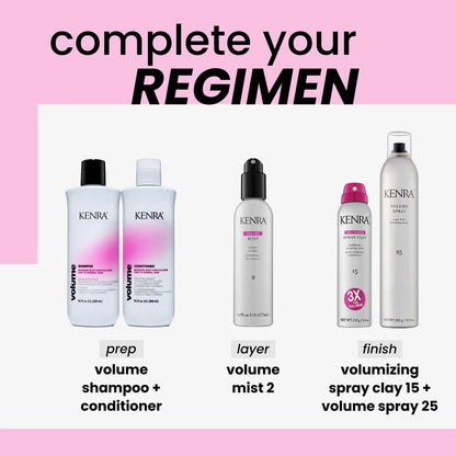 Kenra Professional Volume Mist 2 | Volume Builder | Lightweight, Fine Mist | Low Hold, Flexible Finish | Thermal Protection | Volume That Lasts Up To 48 hours | All Hair Types | 6 fl. oz.