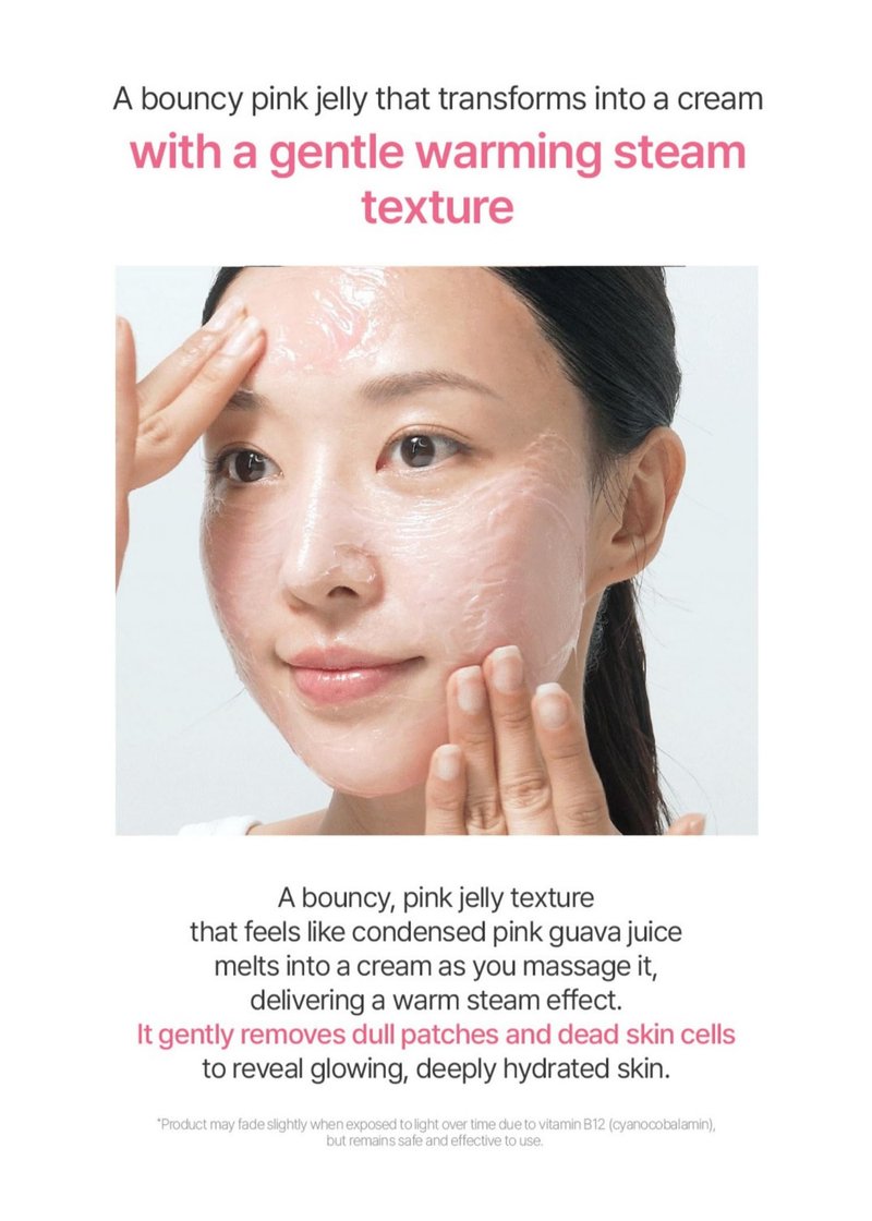 BeginS by JUNGSAEMMOOL Pink Guava Glutathione Wash-Off Mask 3.17 Fl Oz, Jelly Texture Face Mask with Vitamin C and Niacinamide for Skin Hydration, Blemish Care, and Radiant Glow, Korean Skincare