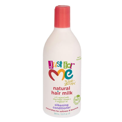 Just For Me Natural Hair Milk Silkening Conditioner, Nourishes For Softness & Bounce, With Coconut Milk, Shea Butter, Vitamin E & Sunflower Oil, 13.5 Ounce (3 Pack)