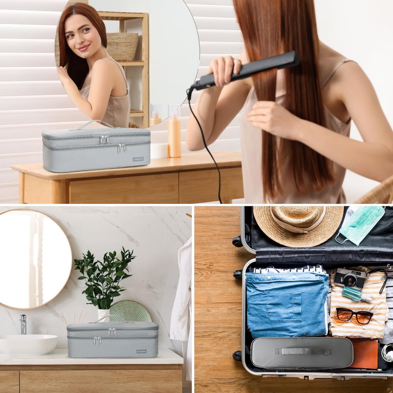 SEPWIK Double-Layer Travel Storage Bag Compatible with Hair Dryer and Attachments, Portable Carrying Case for Hair Dryer Brush/Volumizer/Styler/Hot Tools Scandihome Series