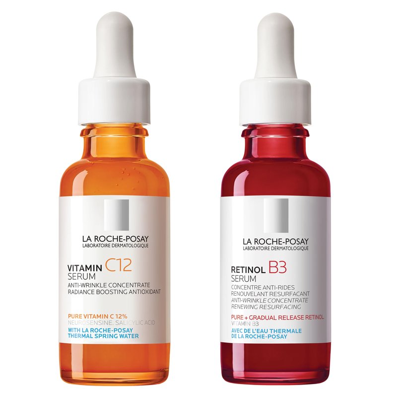 Bundle of La Roche-Posay Pure 10% Vitamin C Serum+ La Roche-Posay Pure Retinol Face Serum for Lines, Wrinkles & Premature Sun Damage to Resurface & Hydrate, Suitable for Sensitive Skin