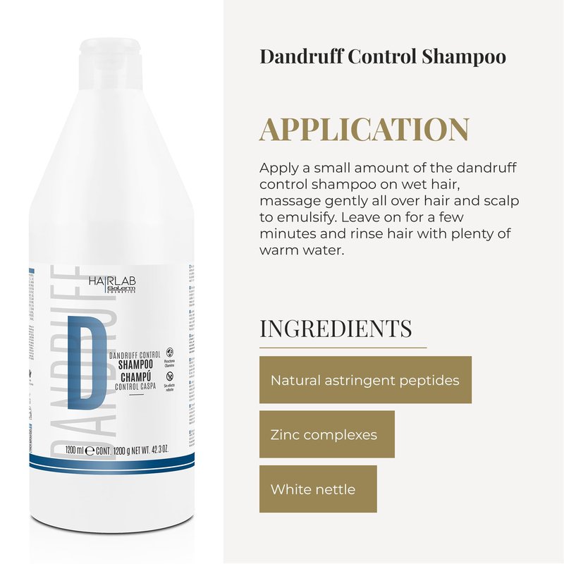 SALERM - Rebalancing Shampoo - Scalp Therapy Hair Lab Shampoo - 1200 ml - Eliminates Flaking - Relieves Scalp Irritation and Itching - Paraben Free
