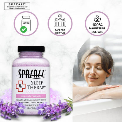 Spazazz Aromatherapy Salt Crystals 19oz – Sleep Therapy – Hot Tub & Bath Soak – Spazazz Hot Tub Crystals are Oil-Free & Safe for All Spas