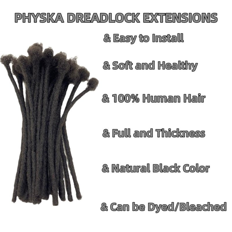 0.8cm 10Inch 20 Strands Loc Extensions Human Hair 100% Handmade Permanent Dreadlock Extensions for Women Men Can Be Curled and Bleached Loc Extension with Needle(width 0.8cm natrual color)