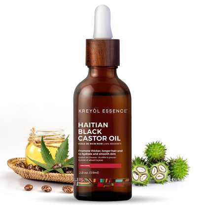 Kreyol Essence - Haitian Black Castor Oil for Skin and Hair, Glass Bottle - Fuller-Looking Hair, Pure, Hexane Free, Cold Pressed, Natural Humectant (Original, 3.4 fl oz)