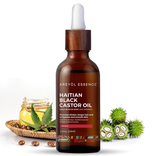 Kreyol Essence - Haitian Black Castor Oil for Skin and Hair, Glass Bottle - Fuller-Looking Hair, Pure, Hexane Free, Cold Pressed, Natural Humectant (Original, 3.4 fl oz)