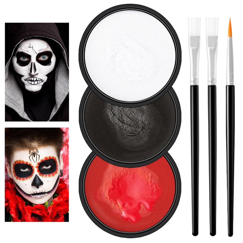 LZXLUKGIR Clown Makeup Kit,Red Black and White Face Painting Kit Professional,Water Based Paint Halloween Makeup,Clown Face Paint for Kids and Adults,Zombie Joker Vampire Make up