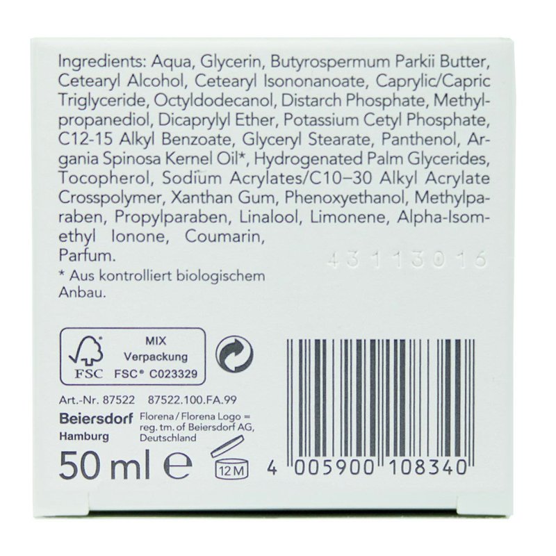 Florena Nachtpflege mit Sheabutter & Arganöl Vegan, 1er Pack, (1 x 50 ml)