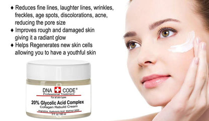 DNA Code Anti-Aging 20% Glycolic Acid Complex Collagen Reubild Cream w/Argireline,Matrixyl 3000, CoQ10