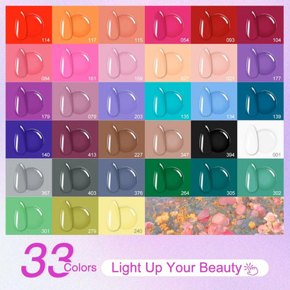 EODCI 33 Colors Gel Nail Polish Kit With UV Light, 76 Pcs Nail Pink Nude Green Blue Gel Nail Polish Set 168W Nail Lamp, No Wipe Base Top Coat & Manicure Tools Starter Kit DIY Home Salon Gifts