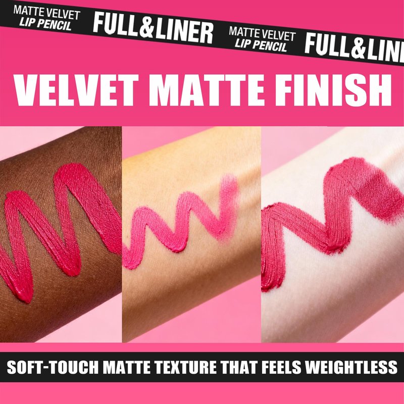 LANGMANNI 12Pcs Matte Velvet Lip Liner Pencil Set - Highly Pigmented, Smudge-Resistant Lip Pencils for Shaping & Contouring, Vegan & Cruelty-Free