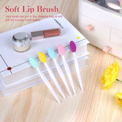 Yoizyfree 5 Pcs Lip Scrub Brush,Lip Scrubber Exfoliator,Double-Sided Silicone Lip Brush Tool for Men Women Lip Lightening, Lip Exfoliator Scrubber Tool for Dark Lips