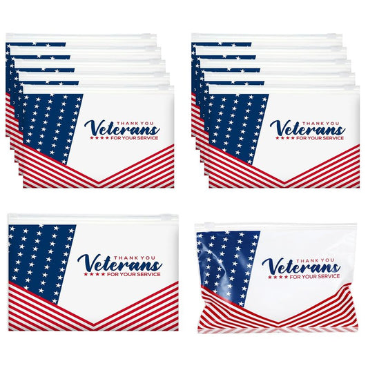 SilTriangle 150 Pcs Memorial Day Patriotic Veterans Thank You Gift Bag Veterans Gift Bulk Red Blue EVA Cosmetic Bag American Flag Thank You for Your Service Patriotic USA Party Favors for Men Soldier