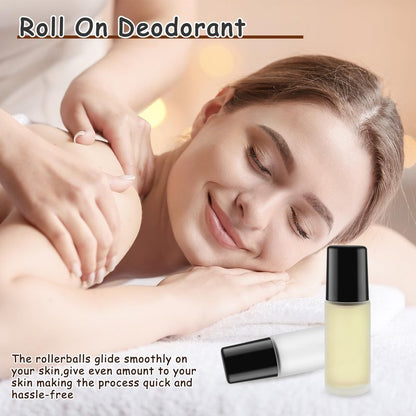 DMuuuDM Large Glass Roll On Bottles,Empty Glass Deodorant Roller Bottles With Large Plastic Roller Ball for Essential Oil,Deodorant,Castor Oil,Body Oil-Dispense Containers for Pains (Clear, 1oz/30ml)