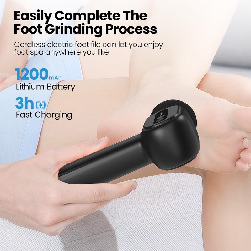 Electric Callus Remover for Feet, 2 in 1 Electric Foot File Grinder, Rechargeable Cordless Foot Scrubber for Dead Skin, Adjustable Speed with Sandpaper Discs, Professional Pedicure Tools,Black