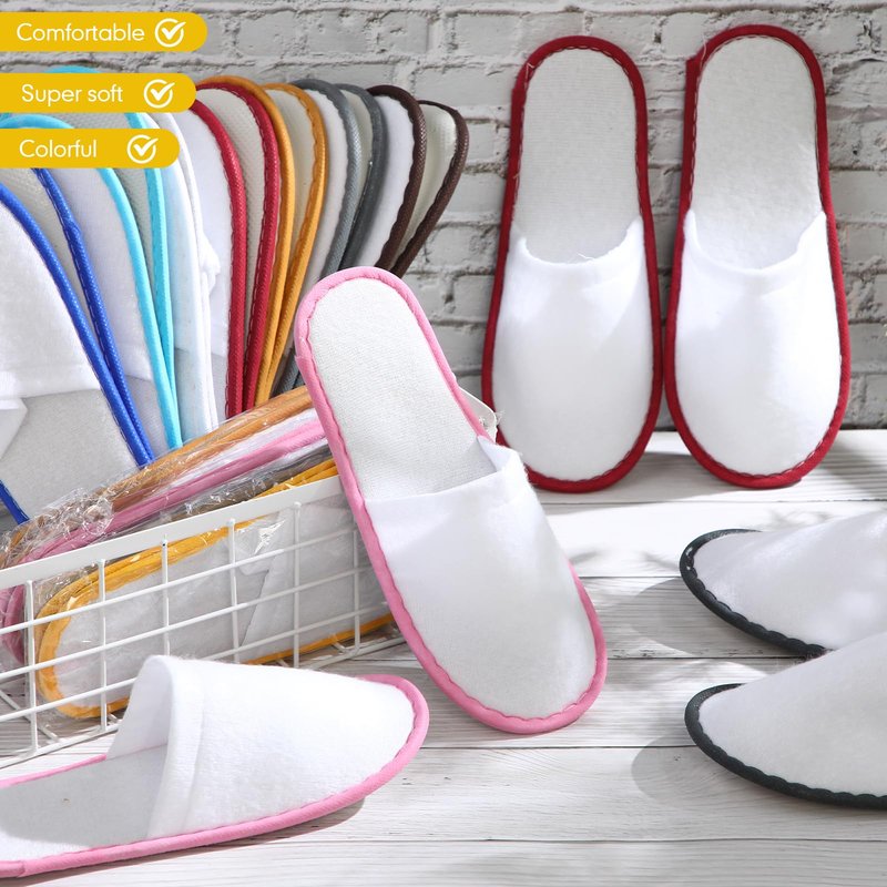 Twistover 30 Pairs Disposable House Slippers for Guests, Bulk House Slipper Color Non Slip Pack for Hotel, Spa, Wedding, Travel, Party, Shoeless Home, Adult Men and Women