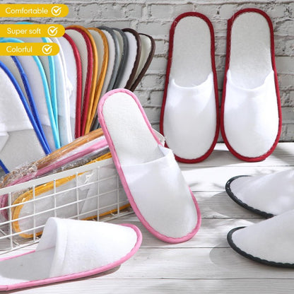 Twistover 30 Pairs Disposable House Slippers for Guests, Bulk House Slipper Color Non Slip Pack for Hotel, Spa, Wedding, Travel, Party, Shoeless Home, Adult Men and Women