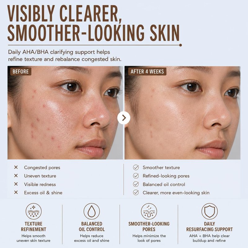 Pixi Beauty Clarity Tonic, AHA & BHA Toner | Minimize Pores, Promote A Clearer, Healthier Complexion, 250 ml