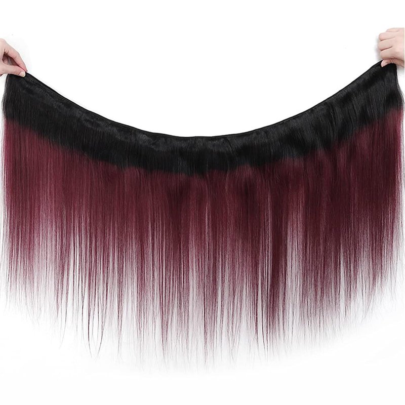 Fabimiya Bundles Human Hair 10/12/14 Inch Straight Burgundy Highlight 99J Human Hair Bundles 12A Unprocessed Quick Weave for Black Women