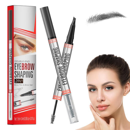 2-in-1 Eyebrow Pencil with Gel,2025 NEW Waterproof Magic Eyebrow Pencil,Dual-Ended 3D Microblading Eyebrow Pen with 4 Tip & Eyebrow Brush, Makeup Long-Lasting Eyebrow Pen for Women (4PCS)