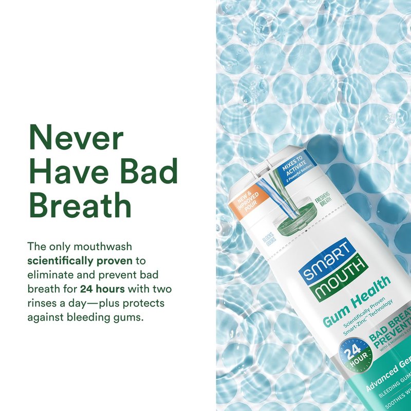 SmartMouth Gum Health Zinc Activated Mouthwash - Bleeding Gums Protection - 24-Hour Fresh Breath - Non-Burning, Alcohol-Free & Sugar-Free - 16 fl oz, 2-Pack