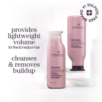 Pureology Pure Volume Shampoo & Conditioner Set - Enhances Volume and Movement, For Flat, Fine, Color Treated Hair, Lightweight, Sulfate-Free & Vegan, 9 Fl oz