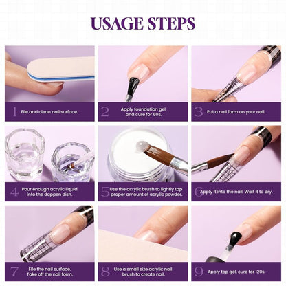 VANSISOS Acrylic Nail Kit with Drill: Complete Set with Everything for Beginners and Women at Home Salon - Including Clear White Pink Acrylic Powder and Liquid and Brushes for Extensions