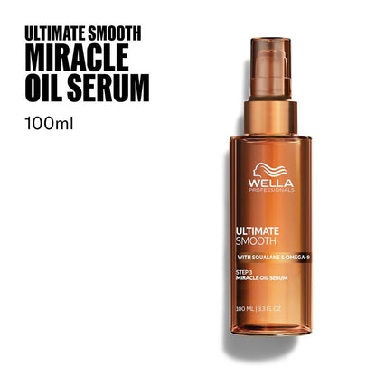 Wella Professionals ULTIMATE SMOOTH Miracle Oil Serum for Dry, Dull & Frizzy Hair | With Squalane & Omega 9 | 3.3 Fl Oz