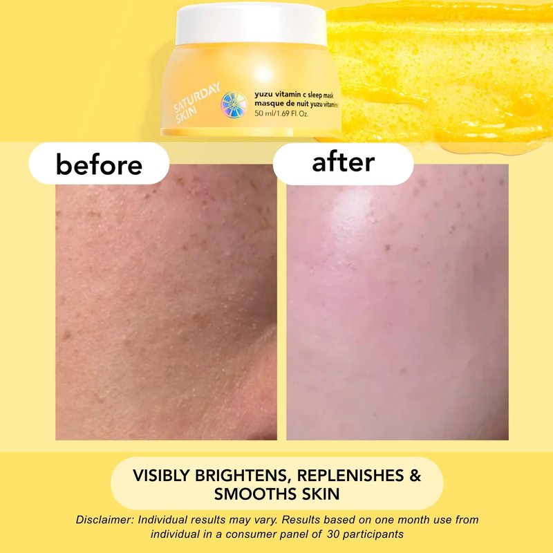 Saturday Skin Yuzu Vitamin C Overnight Sleep Mask Regenerist Retinol Ultra Rich Face Moisturizer Cream Smooth Skin and Reduce Wrinkles Ideal for All Skin Types