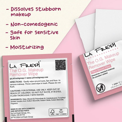 La Fresh Makeup Removal Facial Cleansing Wipes, Waterproof, 50 Count - Skin Care Travel Essentials