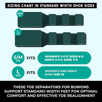 APEX Adjustable Toe Separators, Spreaders, Spacers, Straightener to Correct Toes for Men and Women, Bunion Corrector, Plantar Fasciitis, 50% Thicker, 2 Pairs, S/M and Large, Green