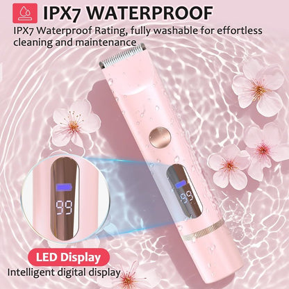 Bikini Trimmer for Women,IPX7 Waterproof Rating for Wet and Dry Use,Rechargeable,Electric Razors for Women,2 in 1 Dual Blade,for Use on The Face, Underarms, Bikini Area and Legs. (Pink)