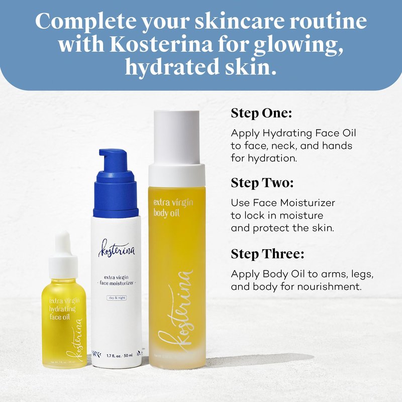 Kosterina Extra Virgin Body Oil | Hydrating, All-Natural Moisturizer with Antioxidants, Olive Oil, Squalane, Herb Spice Blend | 3.38oz (100ml)