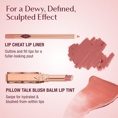Charlotte Tilbury Pillow Talk Blush Balm Lip Tint - Long-Lasting, Buildable Sheer Tint with Peptides for Hydrated, Blushed Looking Lips - 24 HR Hydration - Blushed Rose