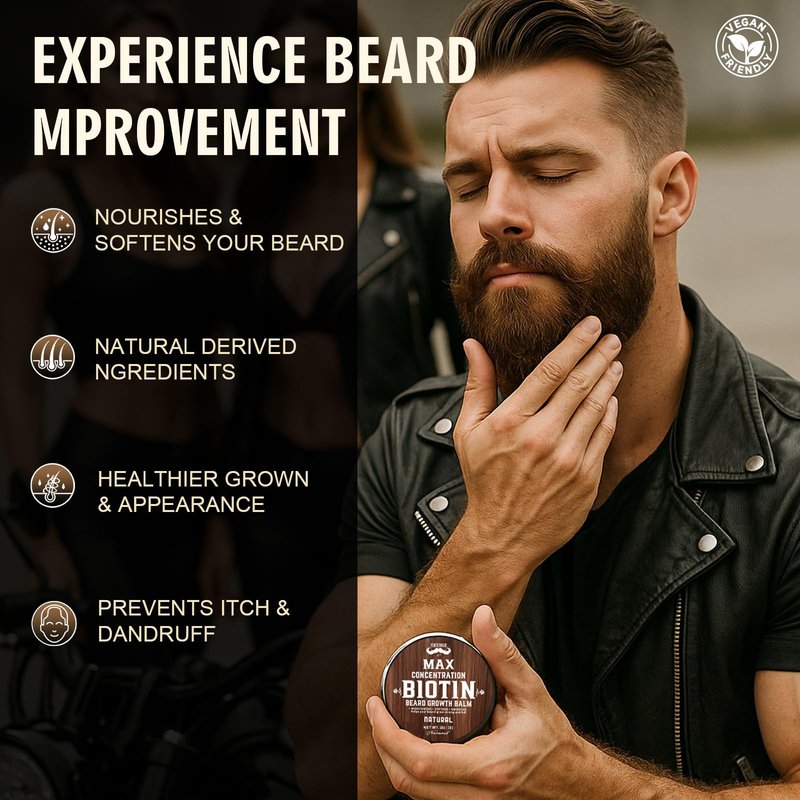 FEBOTE 2 Pack Biotin Beard Balm Set for Men – Natural & Sandalwood Butters – Non-Itchy, Moisturize, Strengthen & Shape Beards – Grooming Gift Set for Father's Day, Anniversaries, Christmas