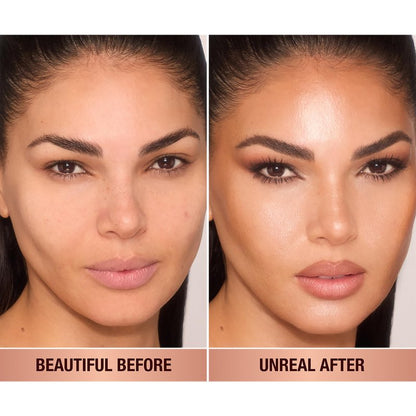 Charlotte Tilbury Unreal Skin Tint & Sheer Glow Hydrating Foundation Stick - Cream Foundation Makeup with Sheer-to-Light Coverage & a Buildable Formula - Blurring, Smoothing & Nourishing - 7.5 Medium