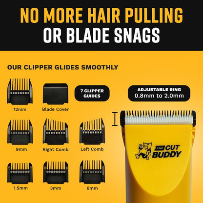 The Cut Buddy Clipper & Grooming Set, Cordless Hair & Beard Trimmer with Ceramic & Titanium Blades, 7 Guards, Waterproof, Beginner Kit