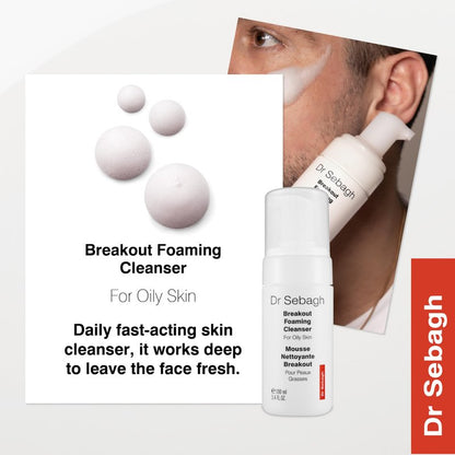 Dr Sebagh Breakout Foaming Cleanser (1.7 fl oz) - Face Wash for Acne Prone/Oily Skin - Purifies, Clears & Hydrates - Foam Face Wash for Oily Skin - Deep Pore Cleanser - Travel Size Facewash