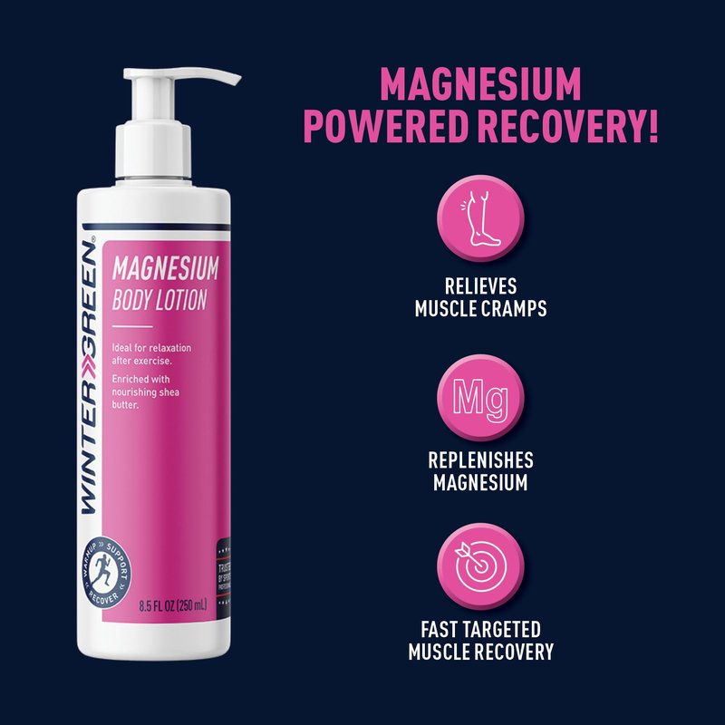 Wintergreen Magnesium Body Lotion with Arnica, Menthol & Wintergreen for Fast Absorbing Relief | Magnesium Lotion for Sore Muscles & Cramps, Supports Recovery & Sleep, Enriched with Shea Butter, 8.5oz