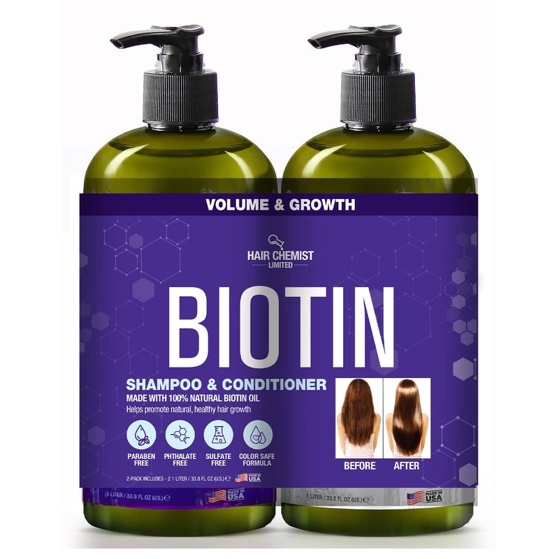 Hair Chemist Biotin Pro-Growth Shampoo & Conditioner 2-PC Gift Set - Includes 33.8oz Shampoo & 33.8oz Conditioner