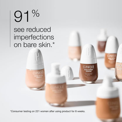 Clinique Even Better Clinical Serum Liquid Foundation SPF 25 With Vitamin C, Salicylic Acid + Hyaluronic Acid For Combination to Oily Skin Types | Full Coverage + Matte Finish, Neutral, 1 Fl Oz