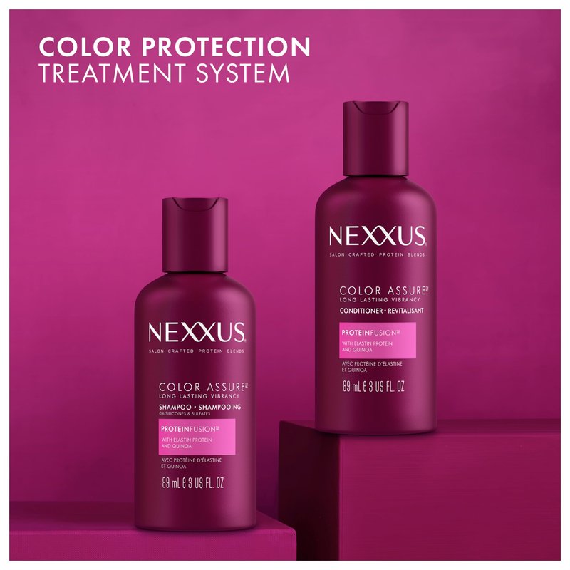 Nexxus Shampoo, Color Assure, Travel-Size 3-Pack – Replenishes and Extends Hair Color Vibrancy, 3 Oz Ea