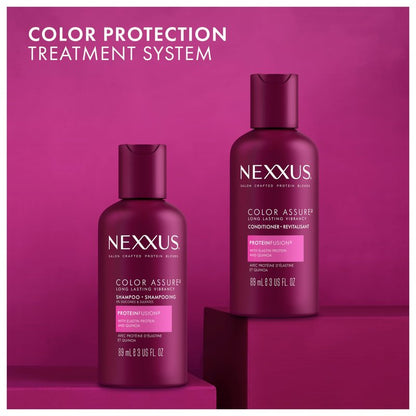 Nexxus Shampoo, Color Assure, Travel-Size 3-Pack – Replenishes and Extends Hair Color Vibrancy, 3 Oz Ea