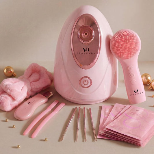 VogueNow Facial Steamer Spa Kit with Complimentary 15 Skin Care Tools | Face Steamer for Facial Deep Cleaning with Humidifier Mode | Self Care Gifts for Women, Spa Gifts, Birthday Gifts for Women